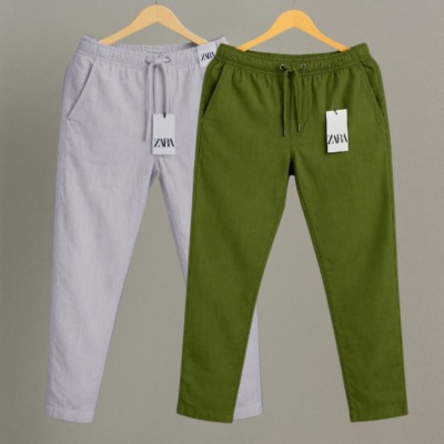 2 Pcs Combo Premium cotton trouser for Men (Ash & Olive)