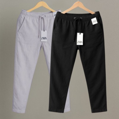 2 Pcs Combo Premium cotton trouser for Men (Ash & Black)