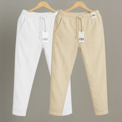 2 Pcs Combo Premium cotton trouser for Men (White & Khaki)