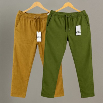 2 Pcs Combo Premium cotton trouser for Men (Brown & Olive)