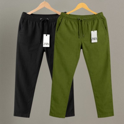 2 Pcs Combo Premium cotton trouser for Men (Black & Olive)