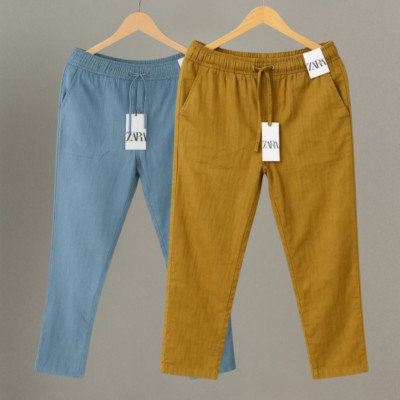 2 Pcs Combo Premium cotton trouser for Men (Sky & Brown)