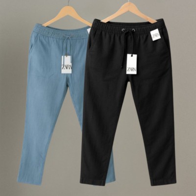 2 Pcs Combo Premium cotton trouser for Men (Sky & Black)