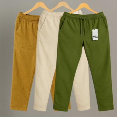 3 Pcs Combo Premium cotton trouser for Men (Brown, Khaki & Olive)