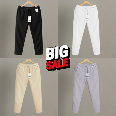 4 Pcs Combo Premium cotton trouser for Men (Black, White, Khaki & Ash)