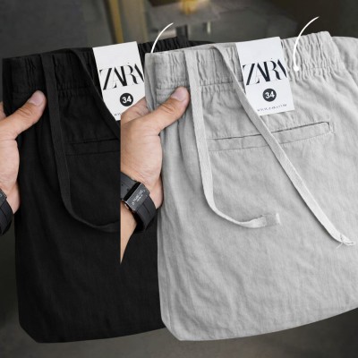 2 Pcs combo Most Demandable cotton trouser for Men (Black & Ash)