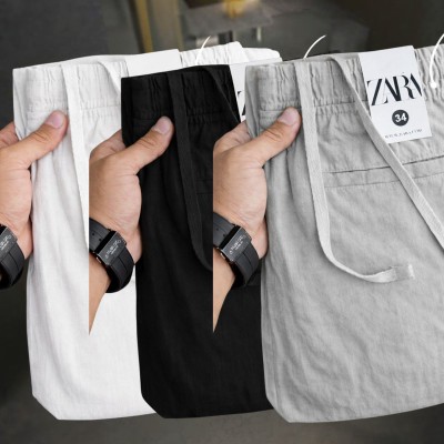3 Pcs combo Most Demandable cotton trouser for Men (White, Black & Ash)
