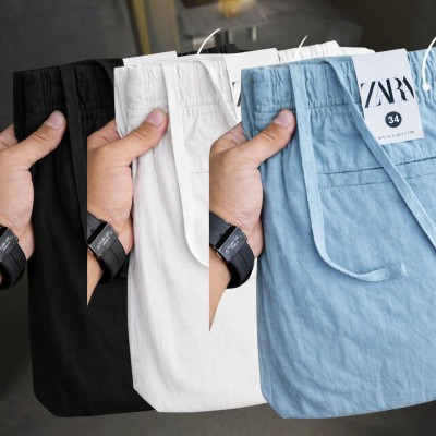 3 Pcs combo Most Demandable cotton trouser for Men (Black, White & Sky)