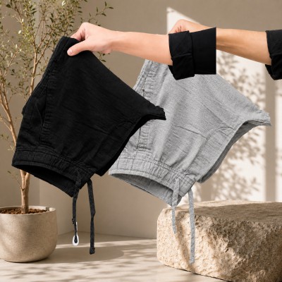 2 Pcs combo Most Demandable cotton trouser for Men (Black & Ash)