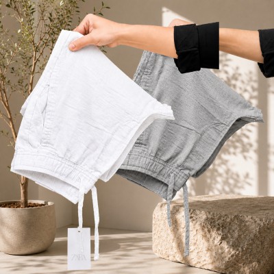 2 Pcs combo Most Demandable cotton trouser for Men (White & Ash)