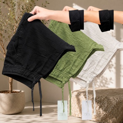 3 Pcs combo Most Demandable cotton trouser for Men (Black, Olive & Biscuit)