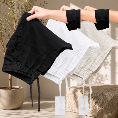 3 Pcs combo Most Demandable cotton trouser for Men (Black, White & Biscuit)