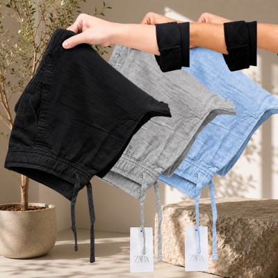 3 Pcs combo Most Demandable cotton trouser for Men (Black, Ash & Sky)
